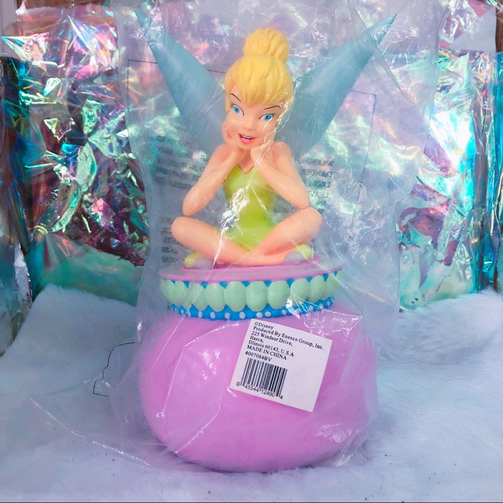 vintage vinyl tinkerbell coin bank by enesco